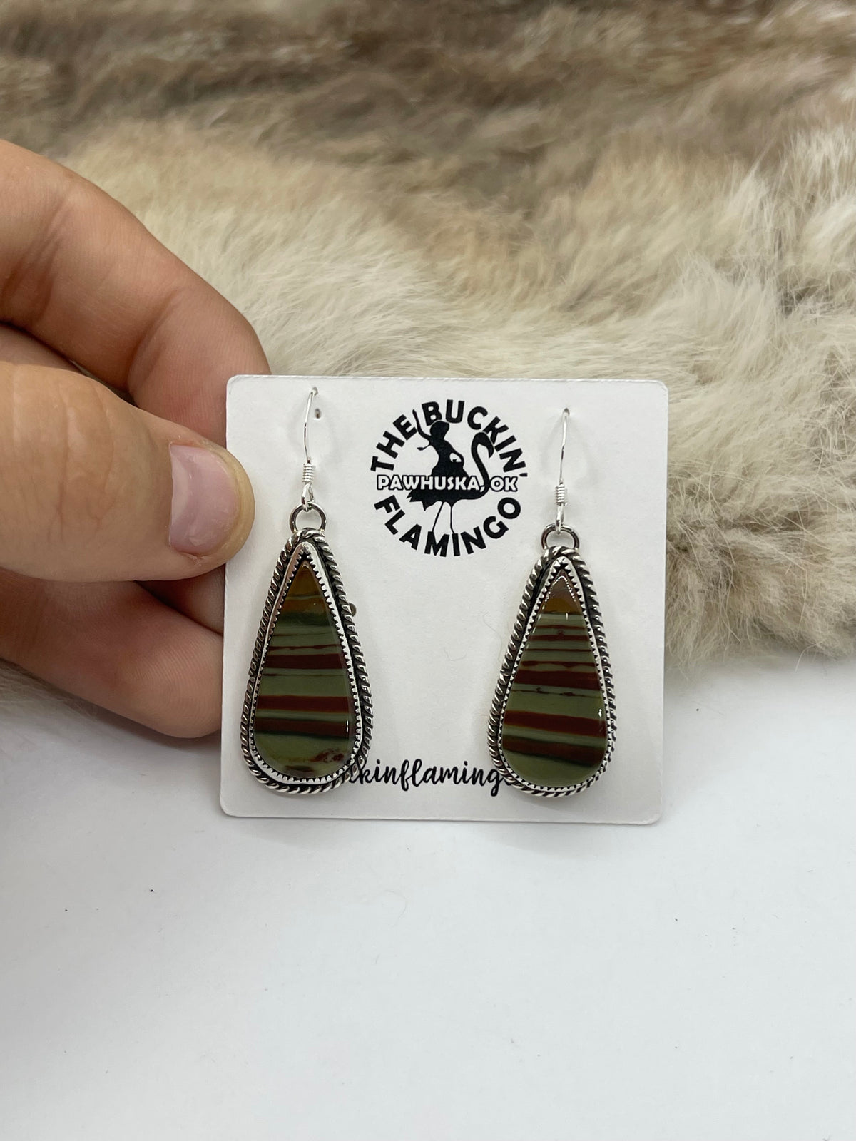 5 Stone Necklace & Earring Set Owyhee Picture Jasper by Joe Begay, Navajo