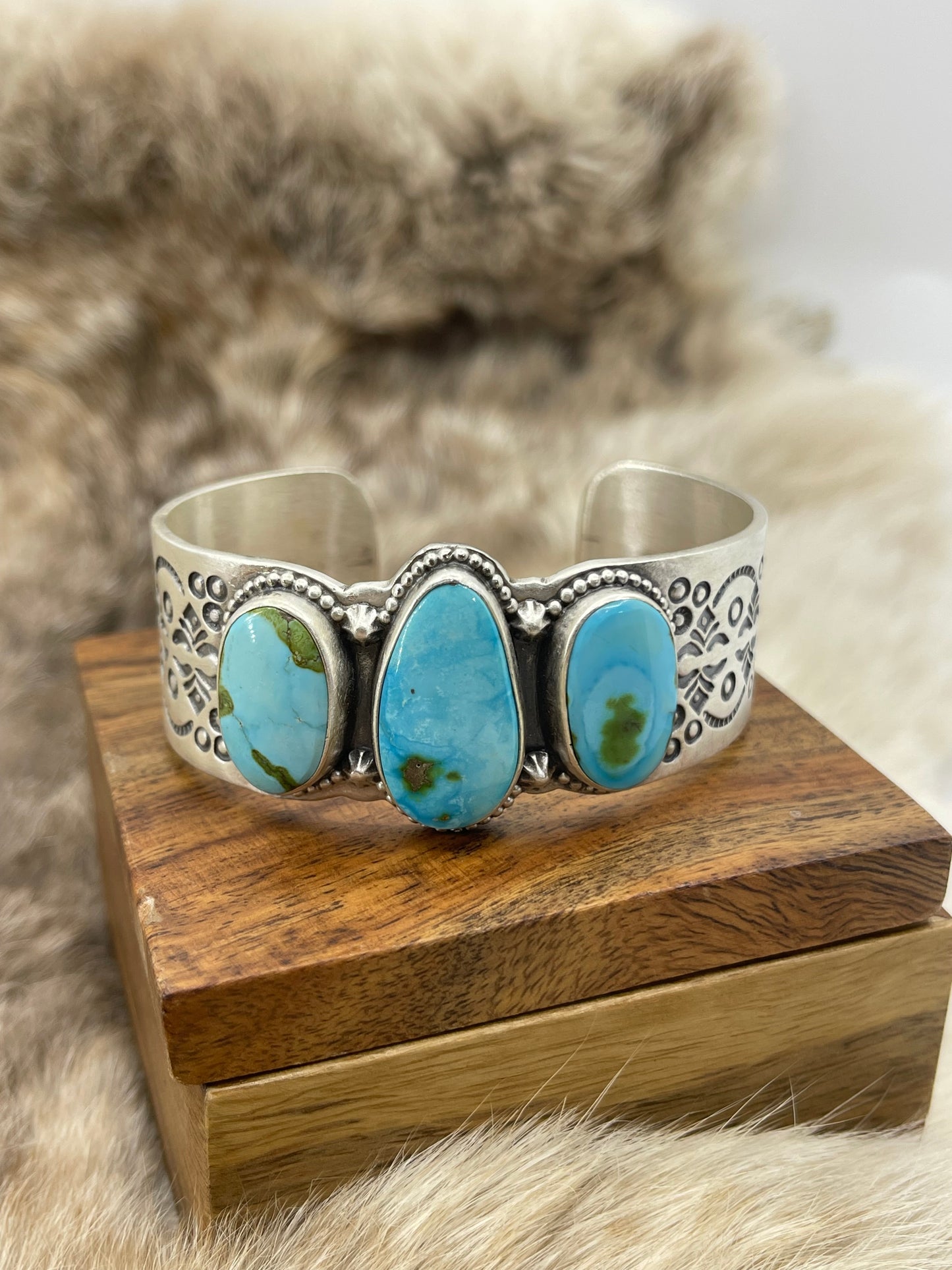 6.75" 3 Stone Sonoran Gold Turquoise Cuff