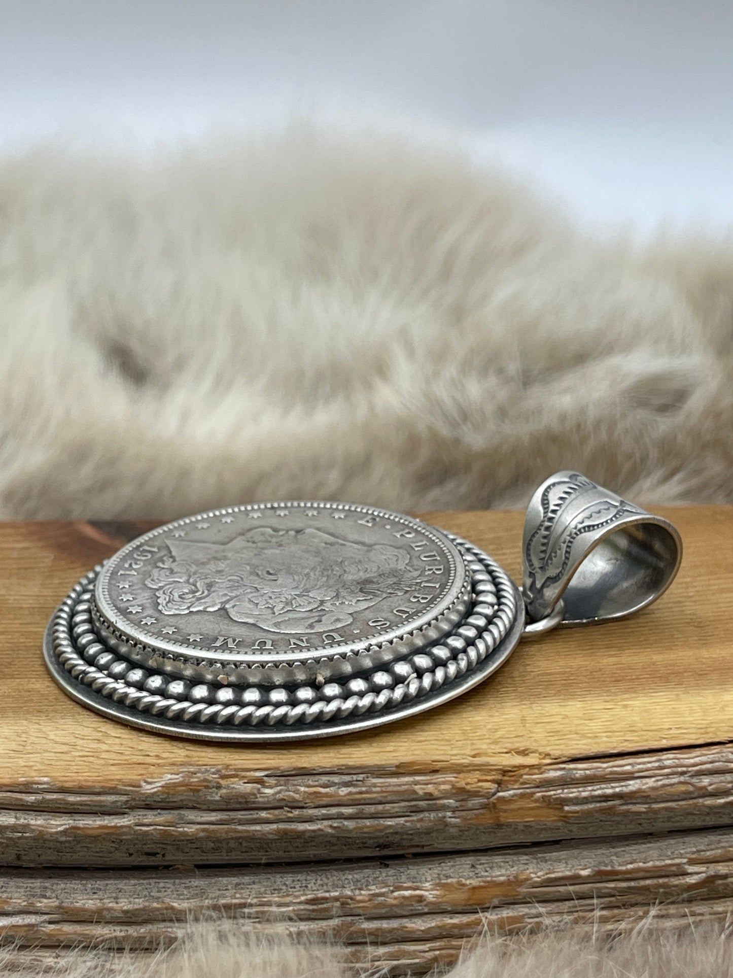 1921 Morgan Silver Dollar Pendant by Jeff Largo, Navajo