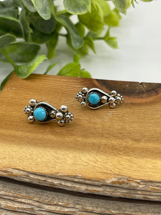 Post Teardrop with Turquoise Earrings