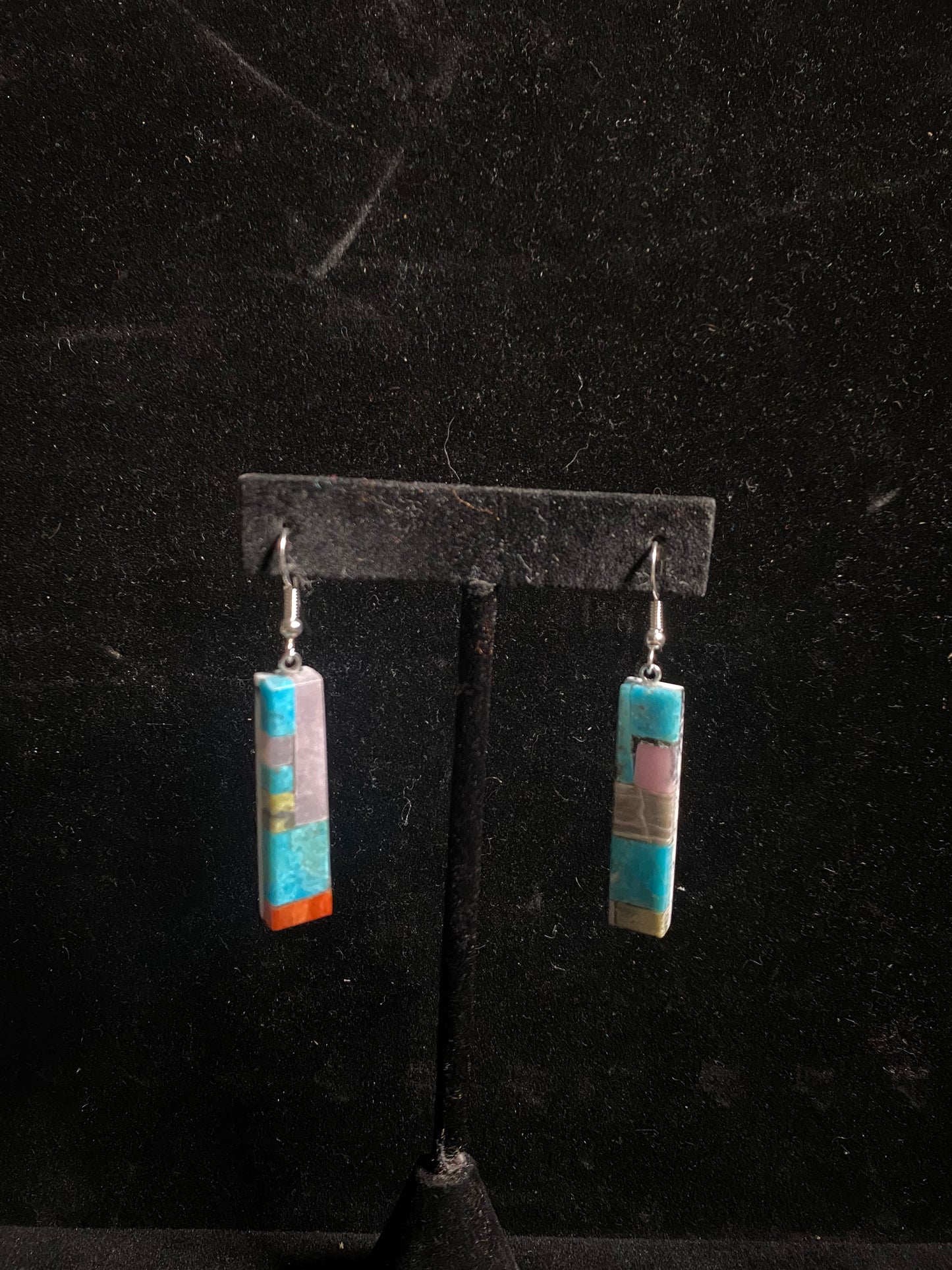 Paper Thin Lapidary Rectangle Dangle Earrings by Charles Bird