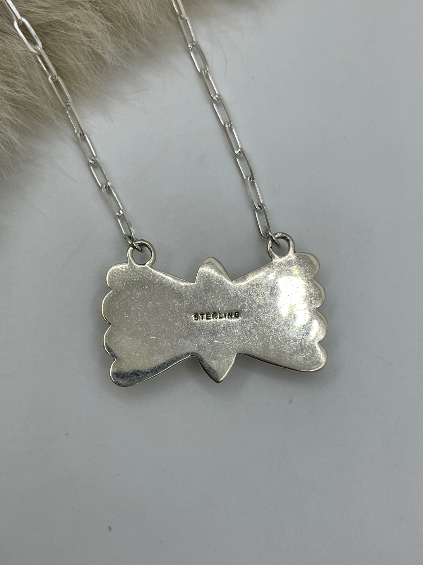16" Stamped Silver Necklace with Turquoise