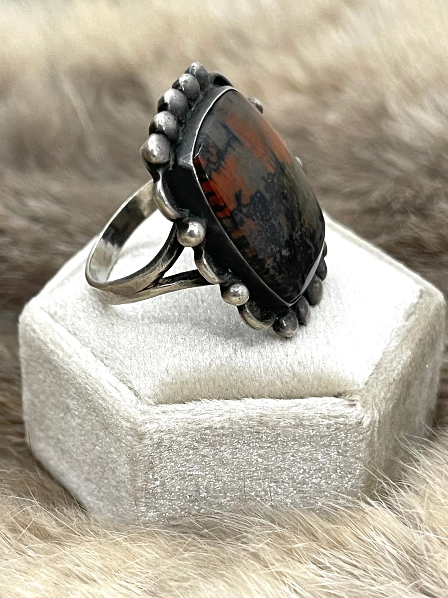 8.5 Petrified Wood Vintage Ring