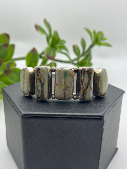 5.5" - 7" 5 Stone Royston Ribbon Turquoise Cuff