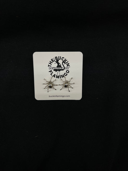 Sterling Silver Spider Post Earrings by Effie Garfield, Navajo