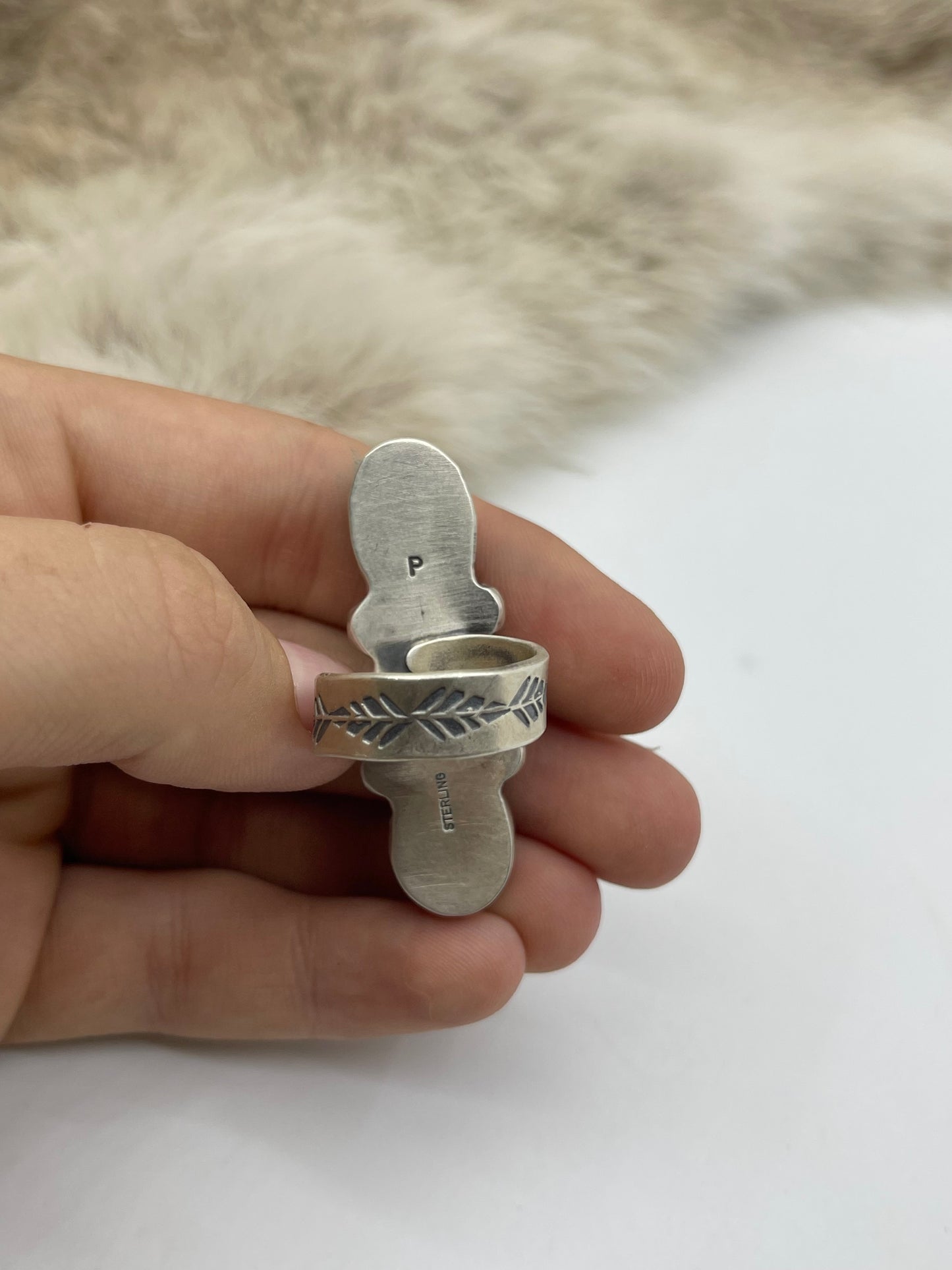 3 Stone Egyptian Turquoise Adjustable Ring (8.0-11.0) by Happy Piasso, Navajo