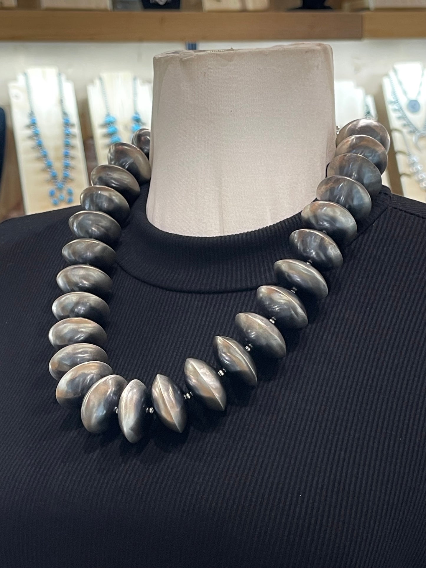 19”+3” Extender 29mm Handmade Navajo Pearls by Bryannen Halwood, Navajo