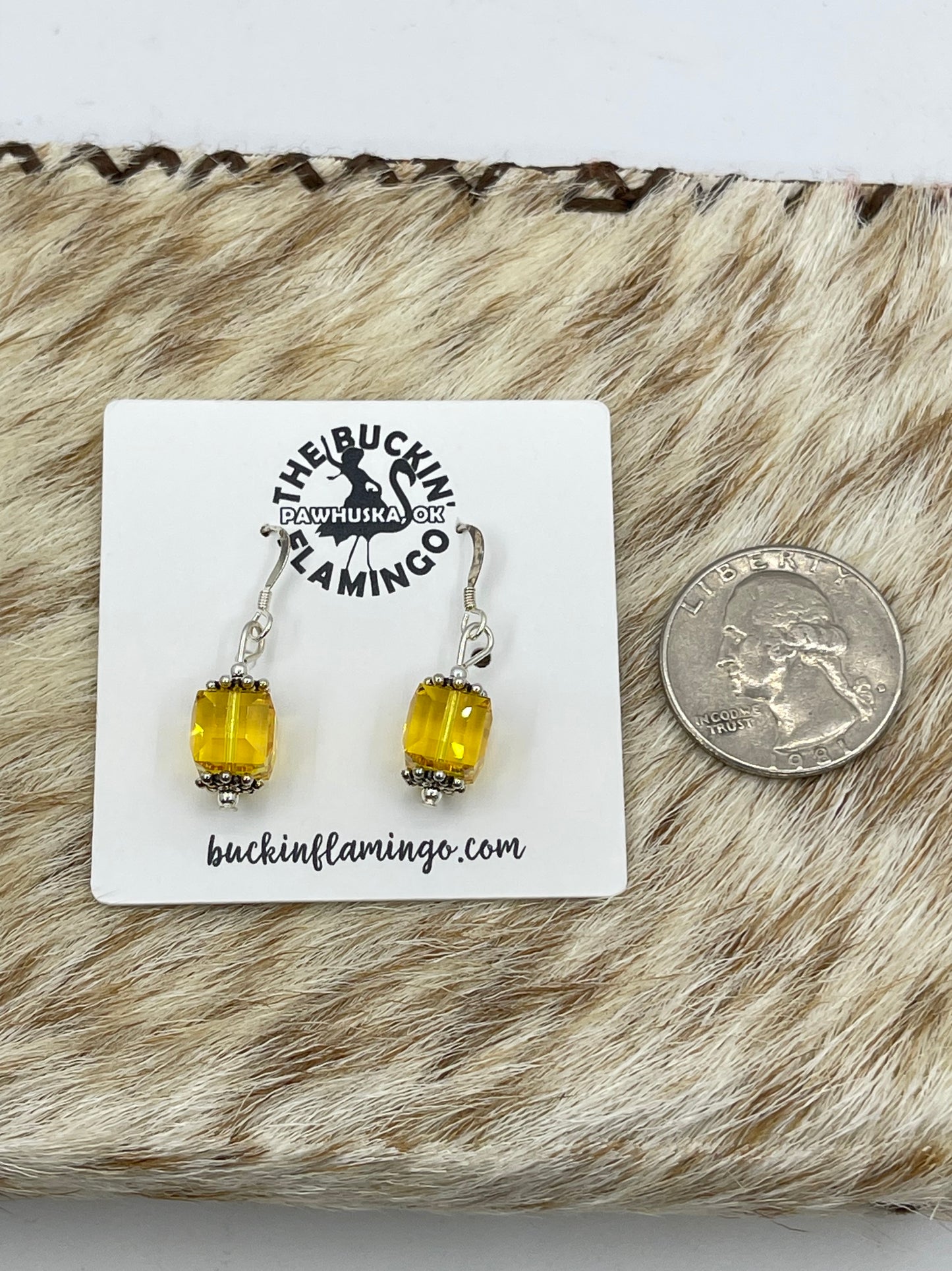 Yellow Swarovski Crystal Dangle Earrings
