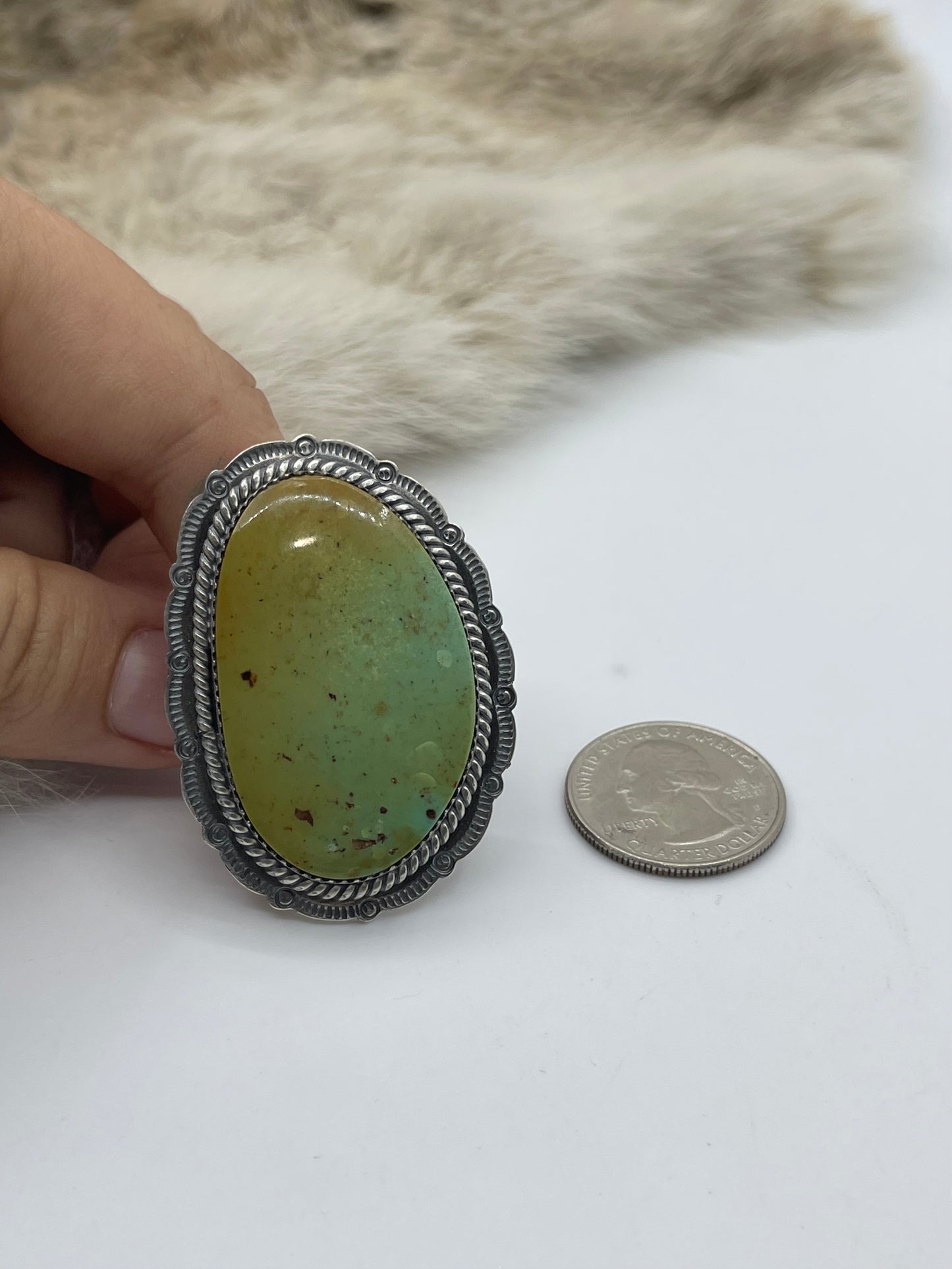 Adjustable Size 10.0 Royston Turquoise Ring by Jeff Largo, Navajo