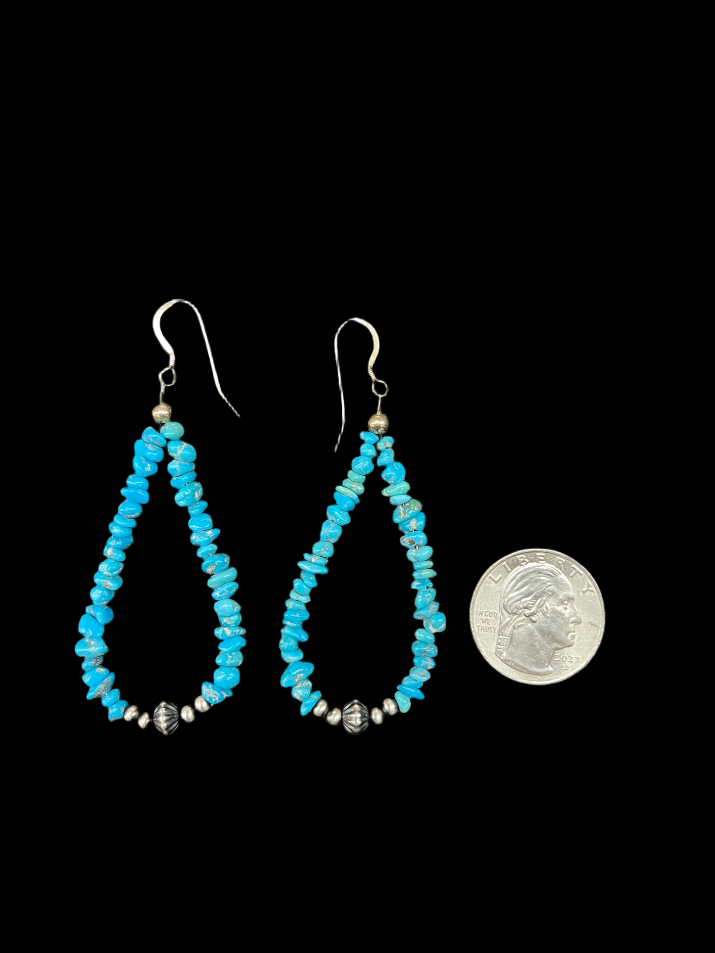 Sleeping Beauty Turquoise with Navajo Saucers Dangle Earrings