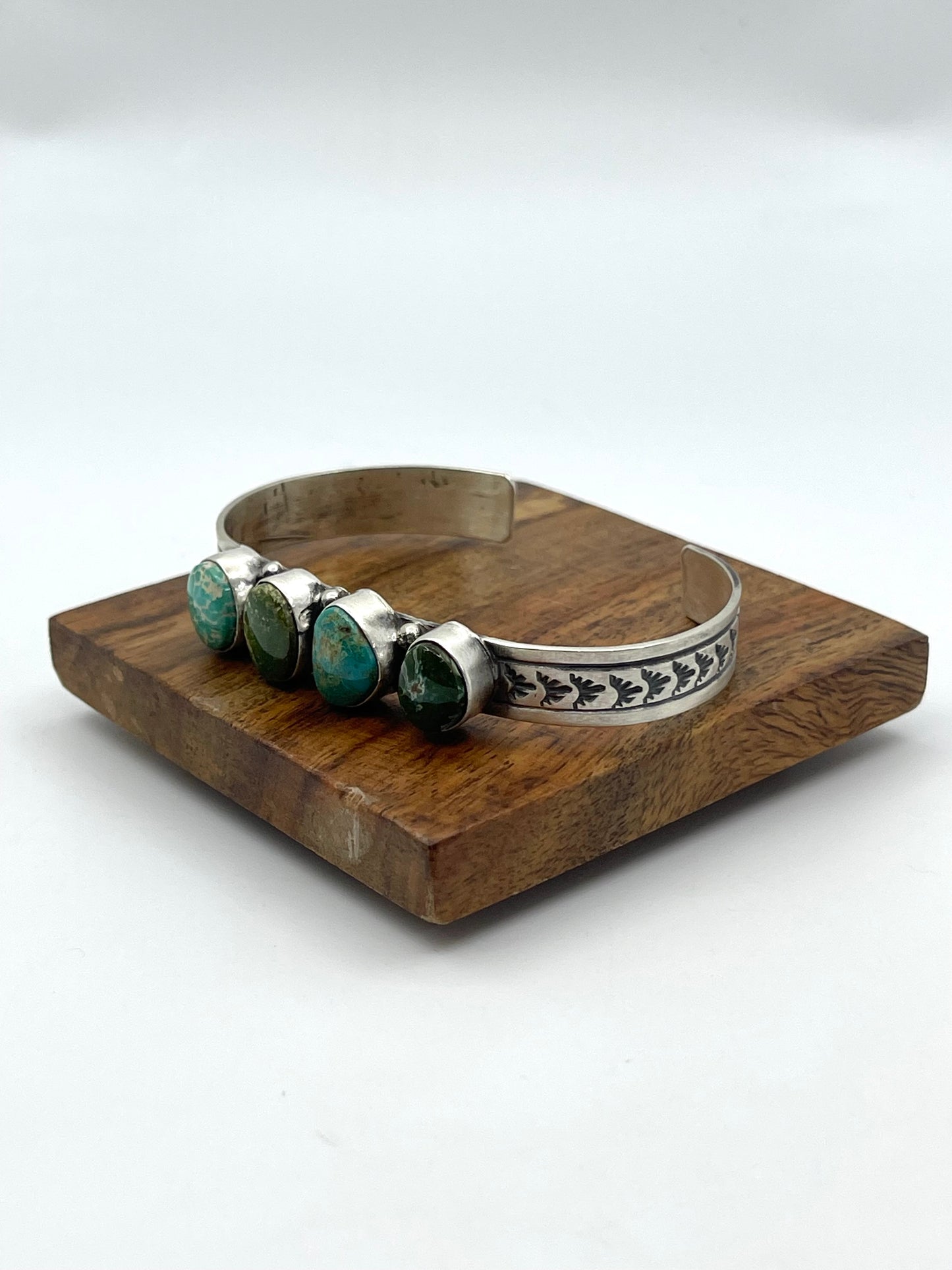6.5"-7.5" 4 Stone Turquoise Royston Turquoise Cuff by Rick Enriquez, Navajo