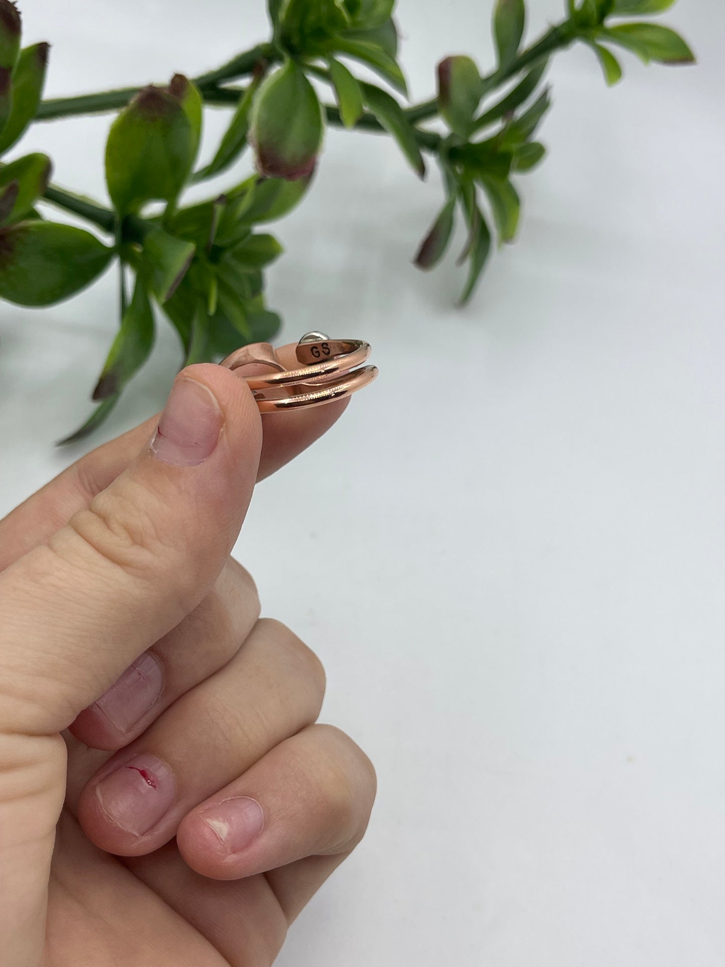 7.0 Copper Ring With Turquoise By Gerald and Yolanda Skeets, Navajo