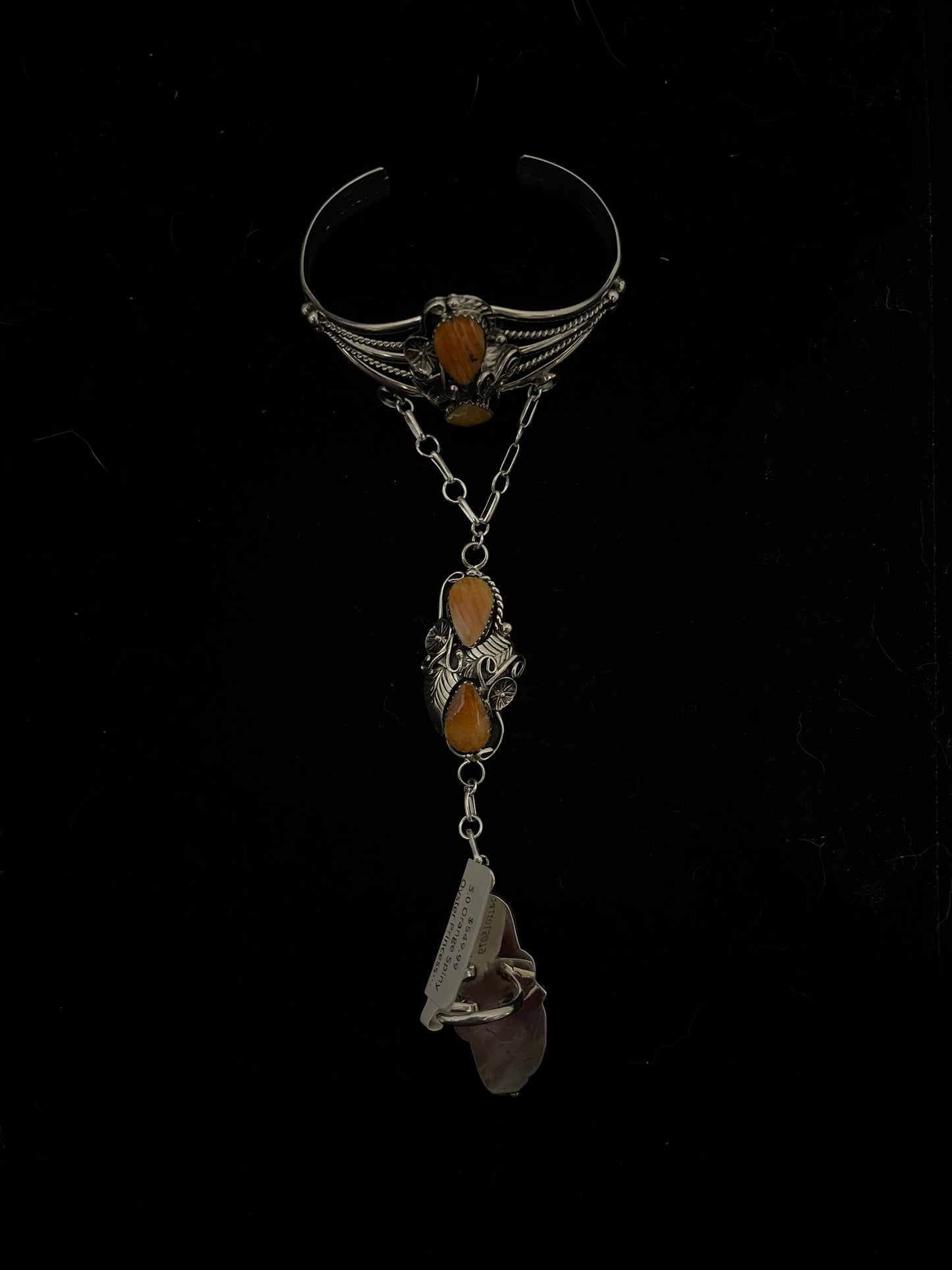 5.0 Orange Spiny Oyster Princess Cuff by Max Calladitto, Navajo