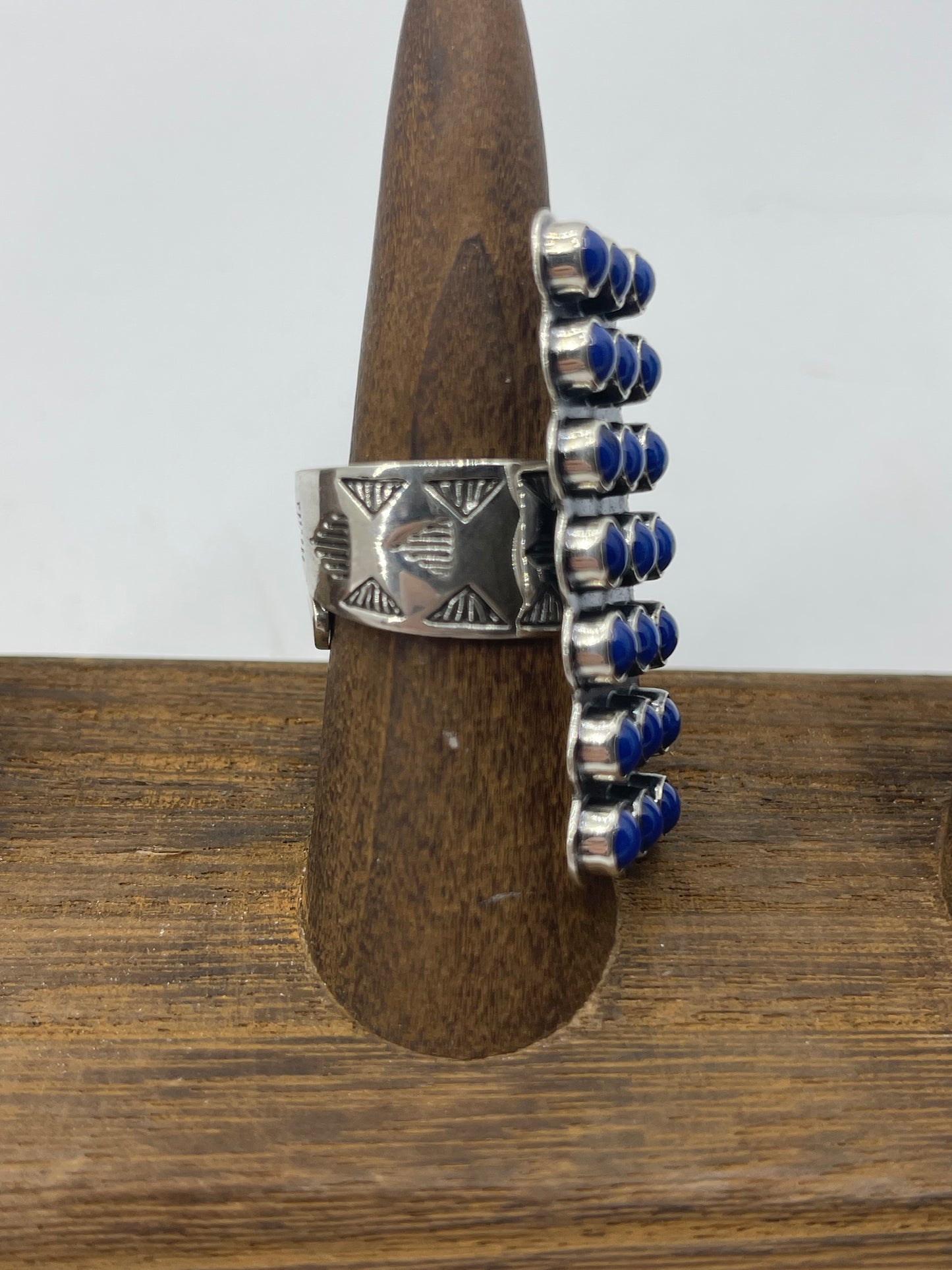7 Row, 21 Stone Adjustable Lapis Lazuli Ring