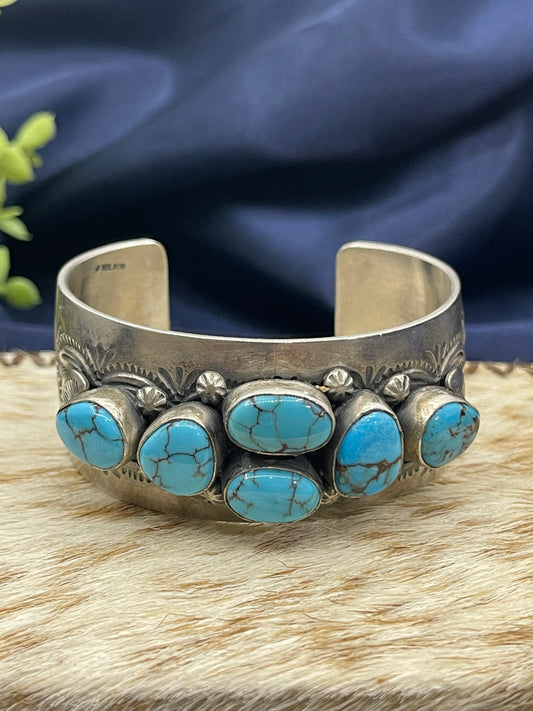 7" 6 Stone Egyptian Turquoise Cuff