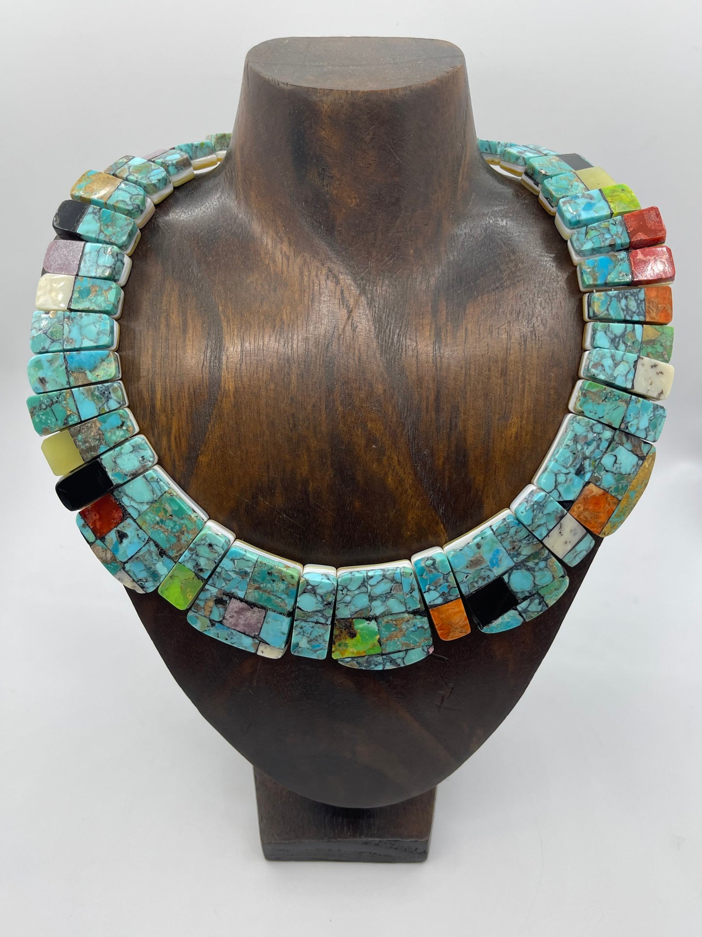 Turquoise Hand Cut Collar Necklace by Jolene Bird, Santo Domingo