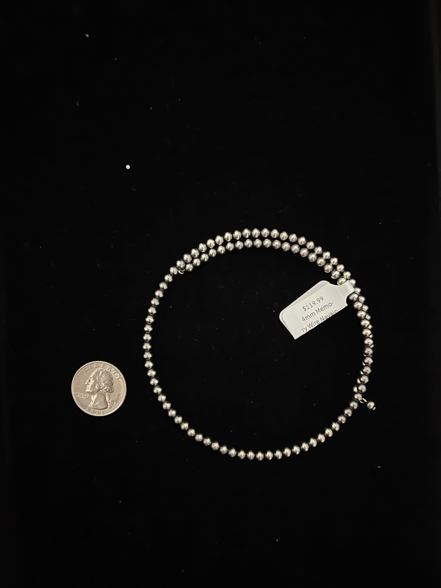 4mm Memory Wire Navajo Pearls Necklace