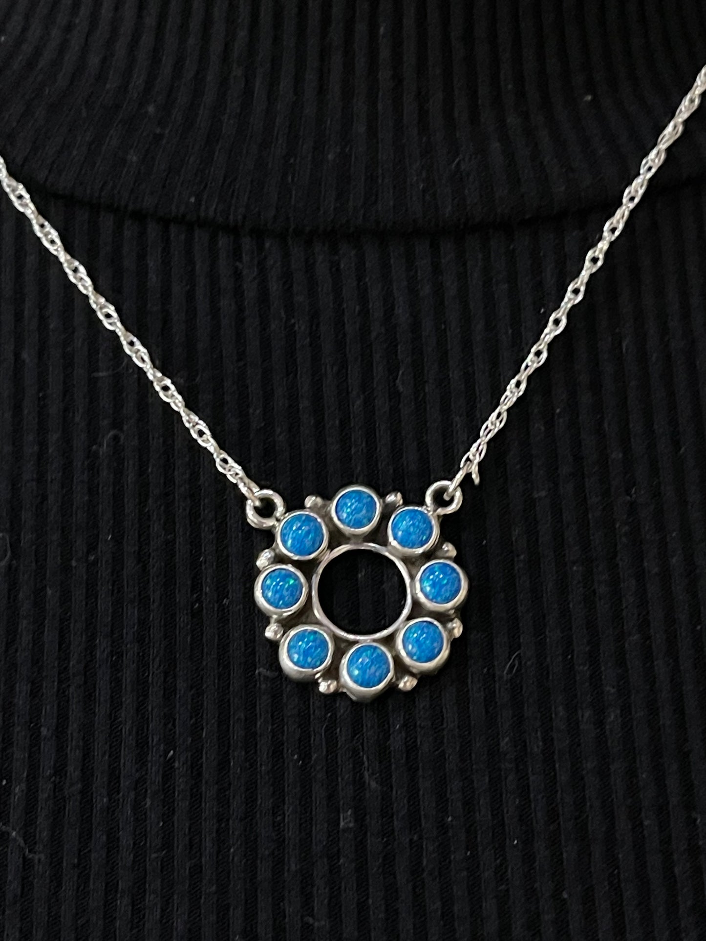18" Blue Opal Infinity Necklace by Loretta Delgarito, Navajo