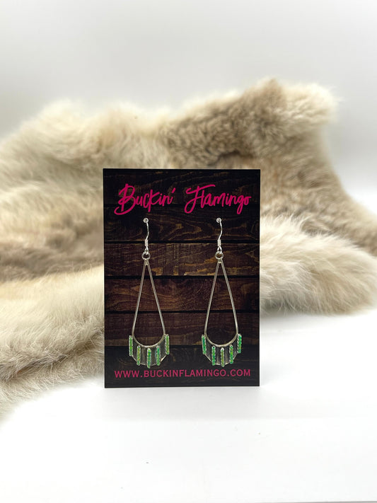 Green Opal Teardrop Earrings by Ashley Laate, Zuni