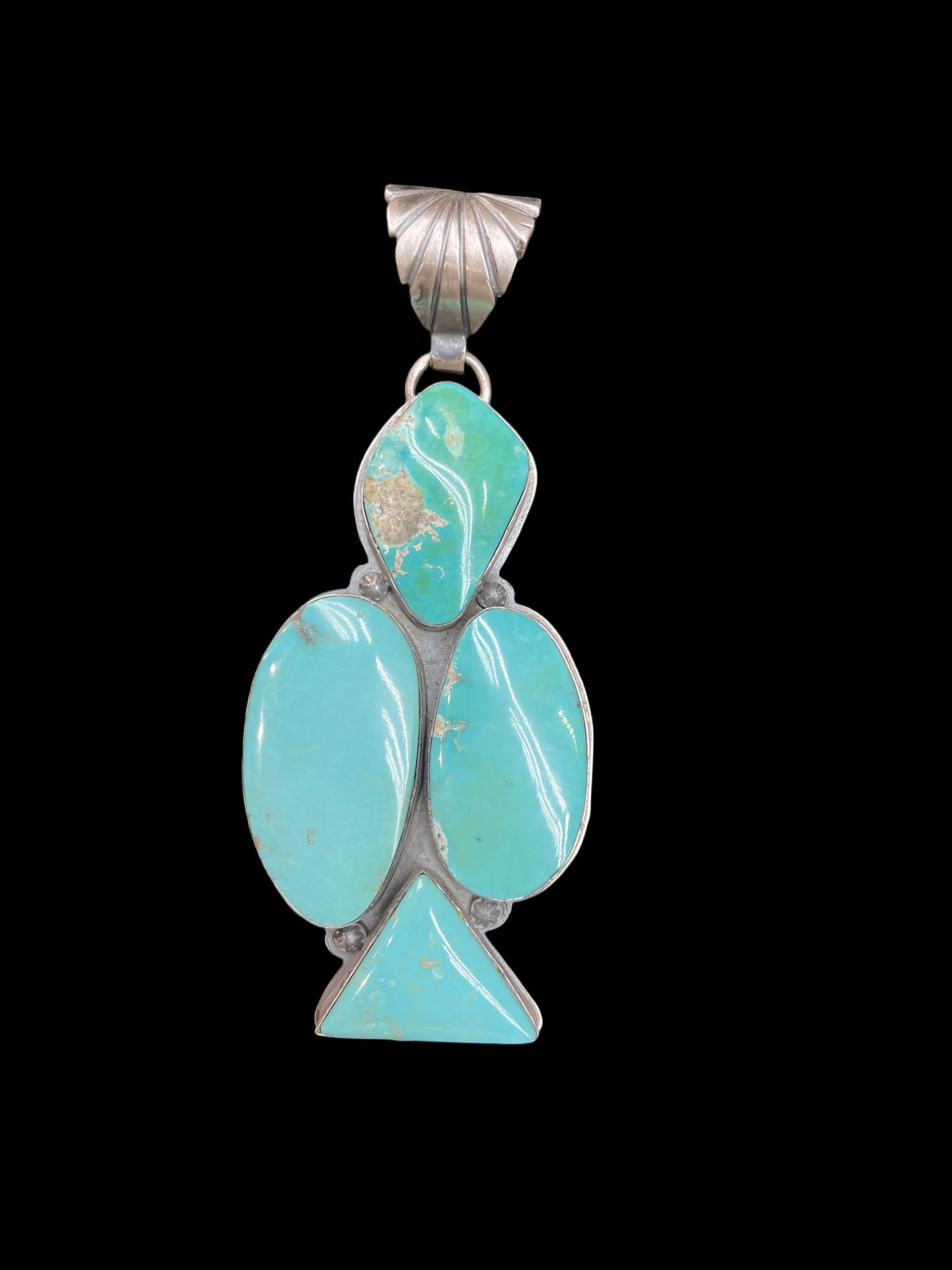 Large 4 Stone Turquoise Pendant by Steven Nez, Navajo