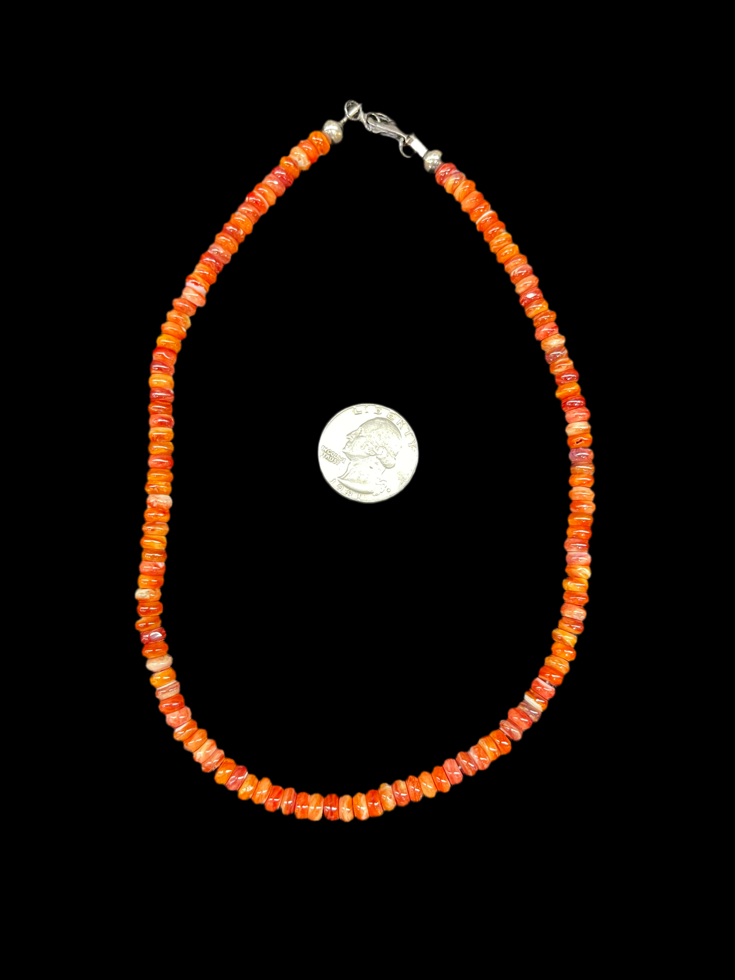 16" Dark Orange Spiny Oyster Shell Necklace