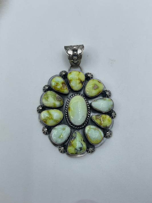 Palomino Turquoise Cluster Pendant by Jeff Largo, Navajo