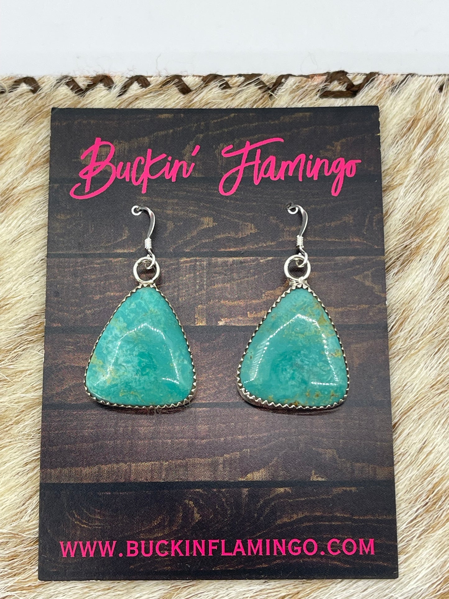 Turquoise Triangle Dangle Earrings by Hiram Largo, Navajo