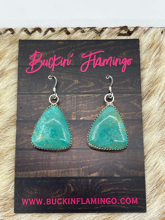 Turquoise Triangle Dangle Earrings by Hiram Largo, Navajo