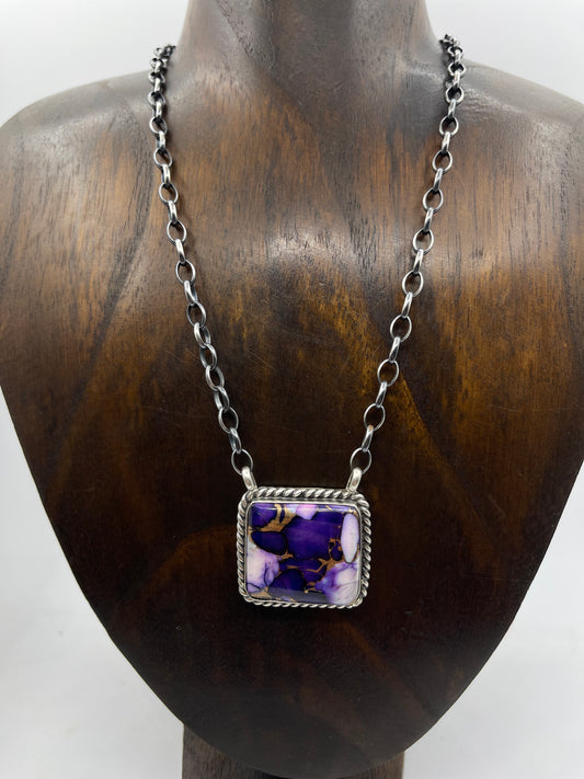 LOT 24 5/24 18" Lavender Dahlia Square Necklace by Augustine Largo, Navajo
