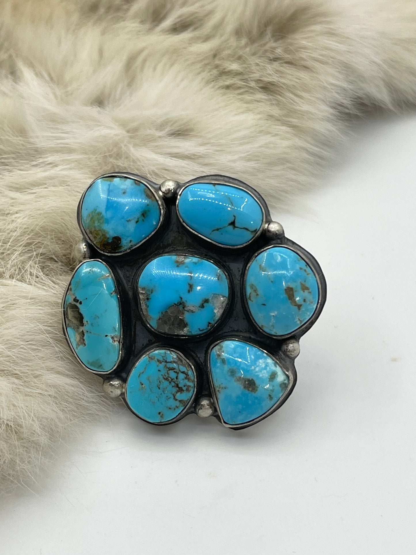 Adjustable Kingman Turquoise Cluster Ring