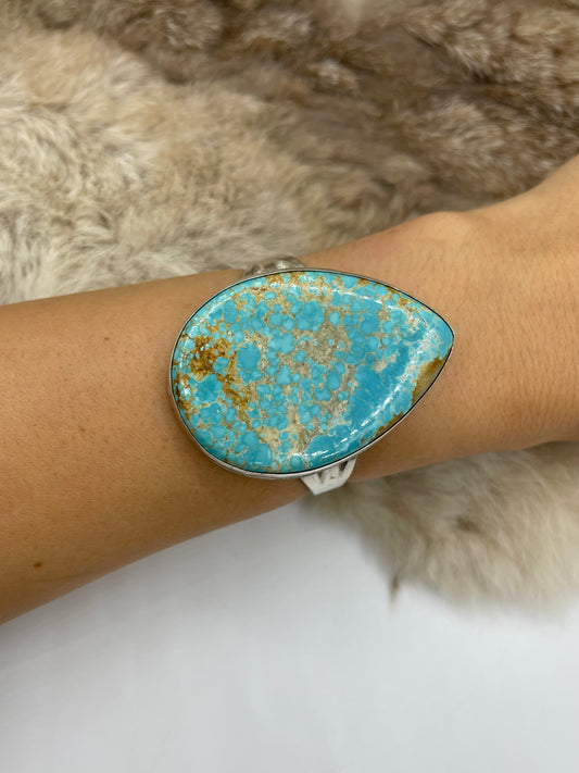 Teardrop #8 Turquoise Cuff by Carrie Cannon, Kiowa