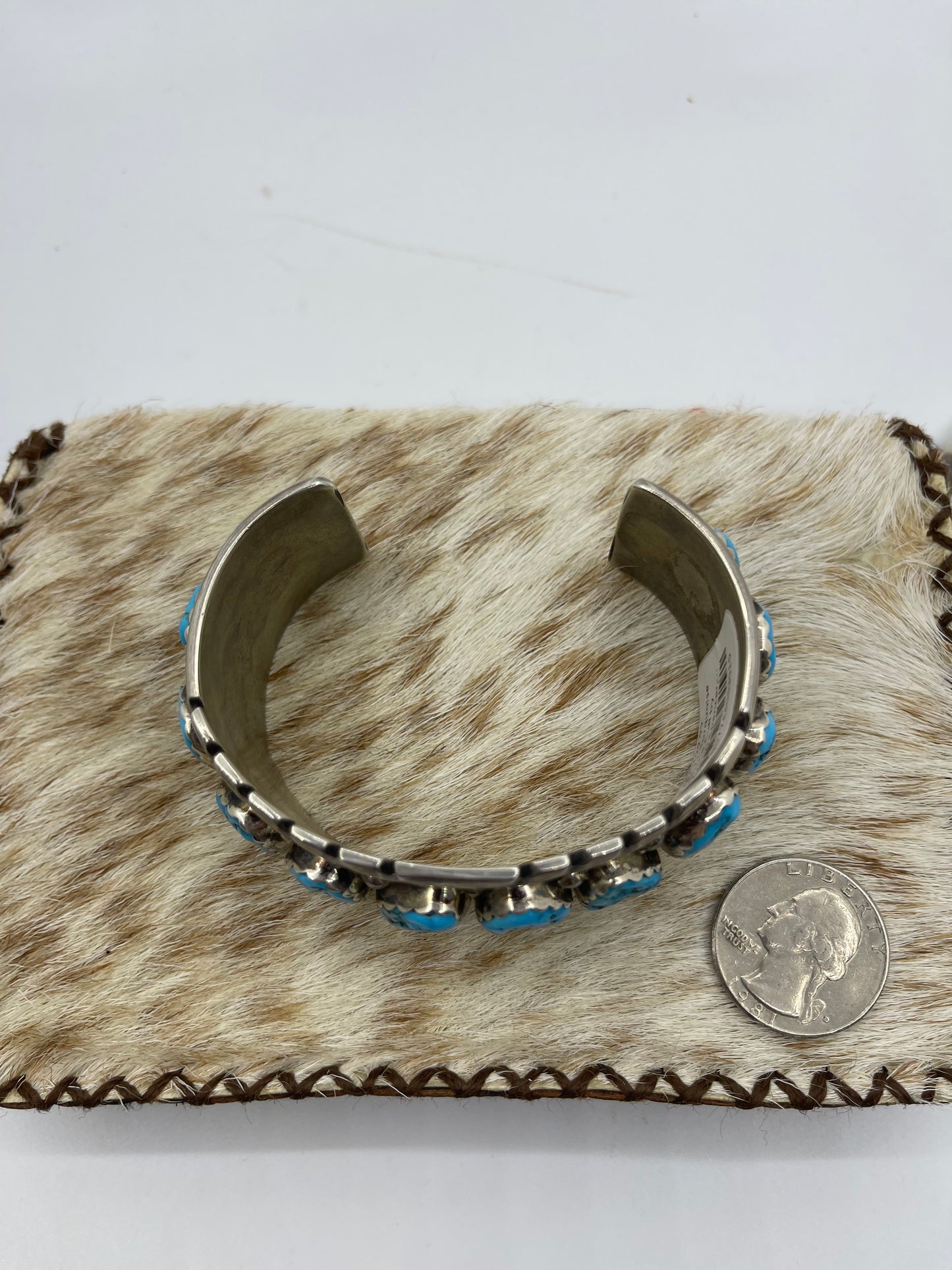 7 1/4" 11 Turquoise Stone Cuff by Maryann Spencer, Navajo