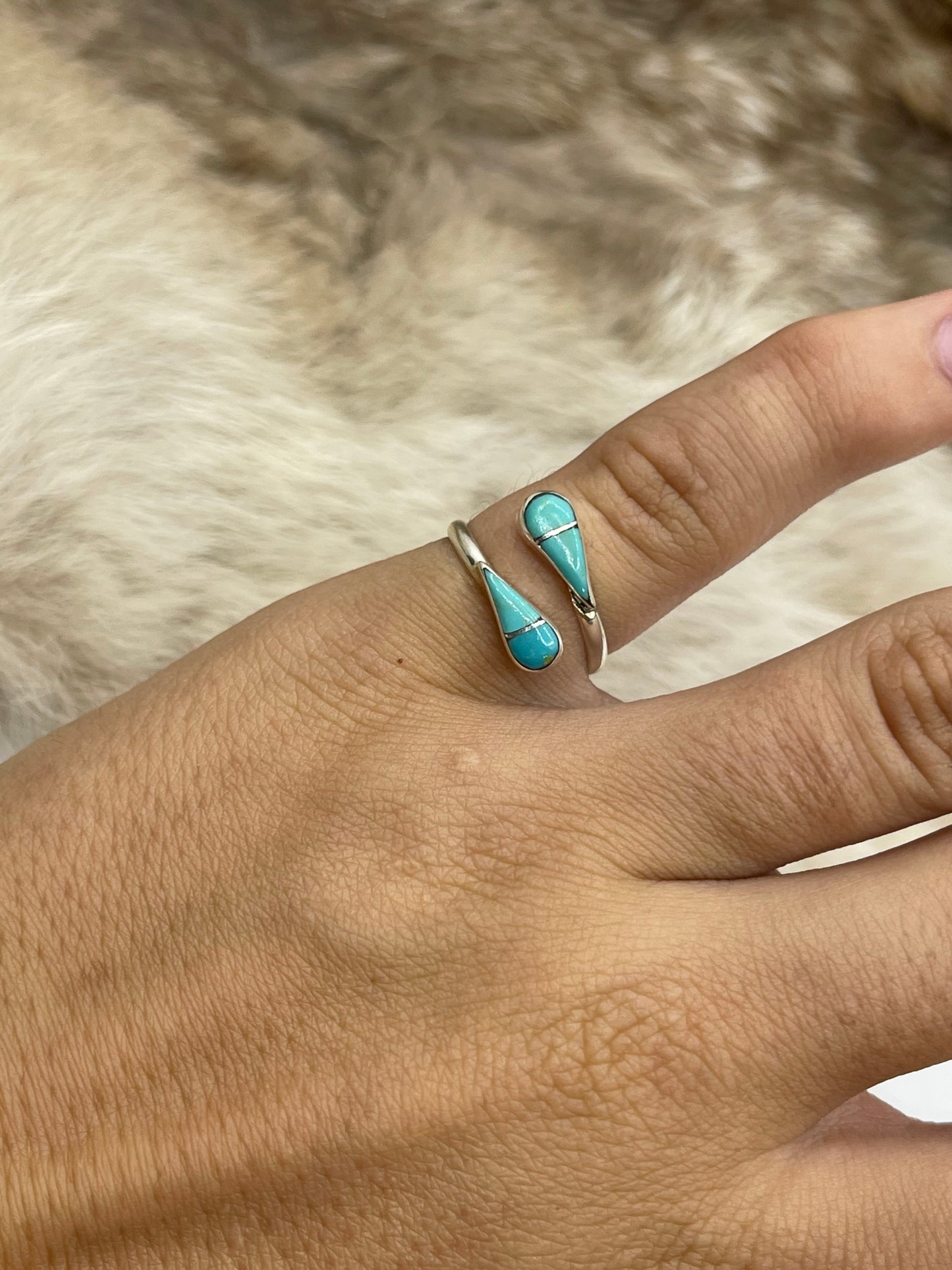 8.0 Adjustable Turquoise Ring by Velda Nestacio, Zuni