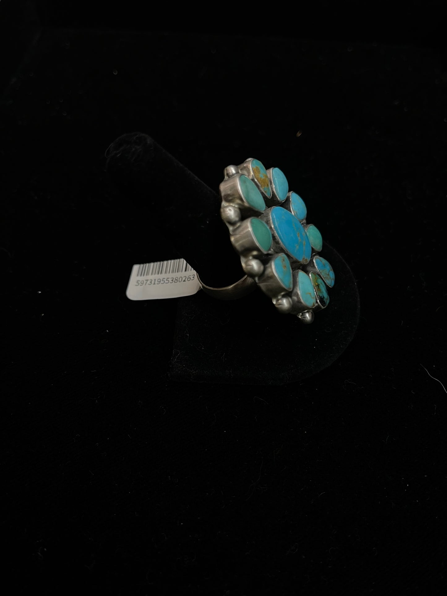Adjustable Turquoise Cluster Ring by Augustine Largo, Navajo