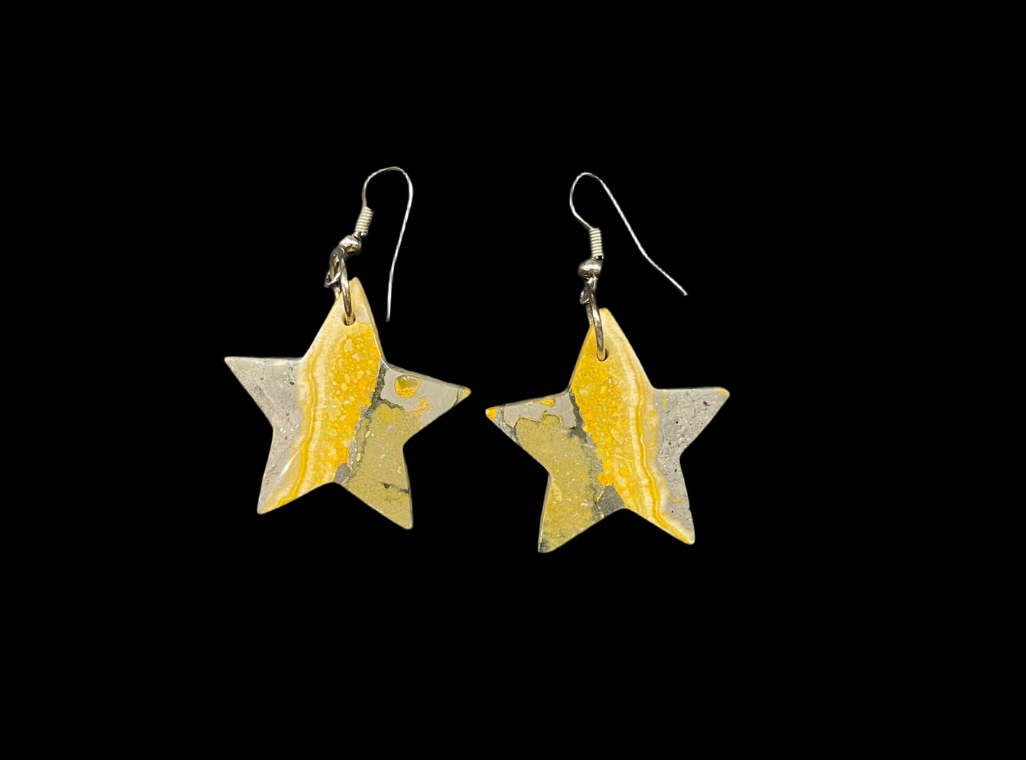 Bumble Bee Jasper Star Dangle Earrings