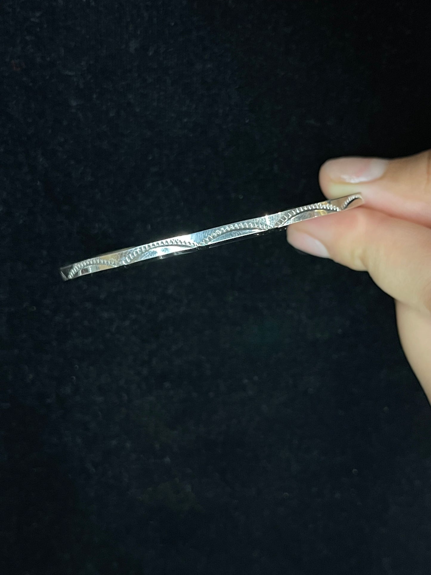 5 1/2"- 7" Square Wire Stamped Cuff by Elaine Tahe, Navajo
