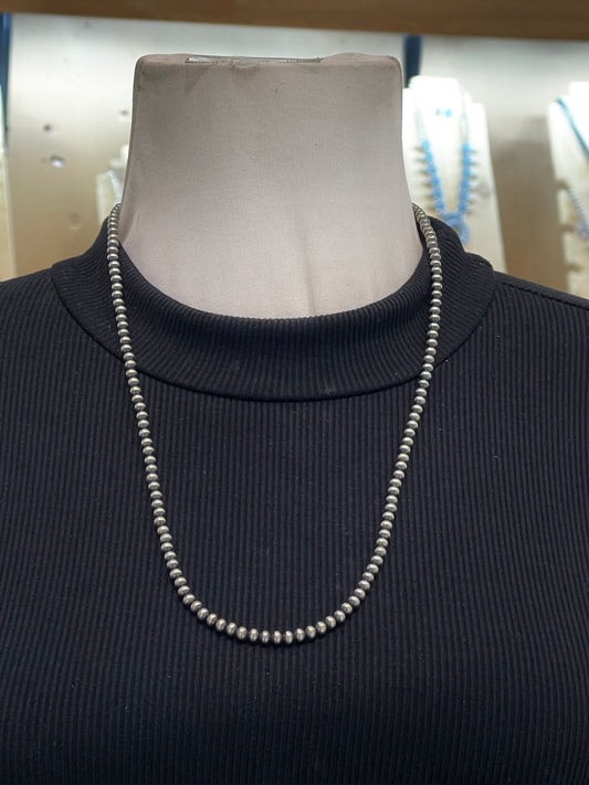 24” 4mm Navajo Style Pearl Necklace Strung by Louise Joe, Navajo