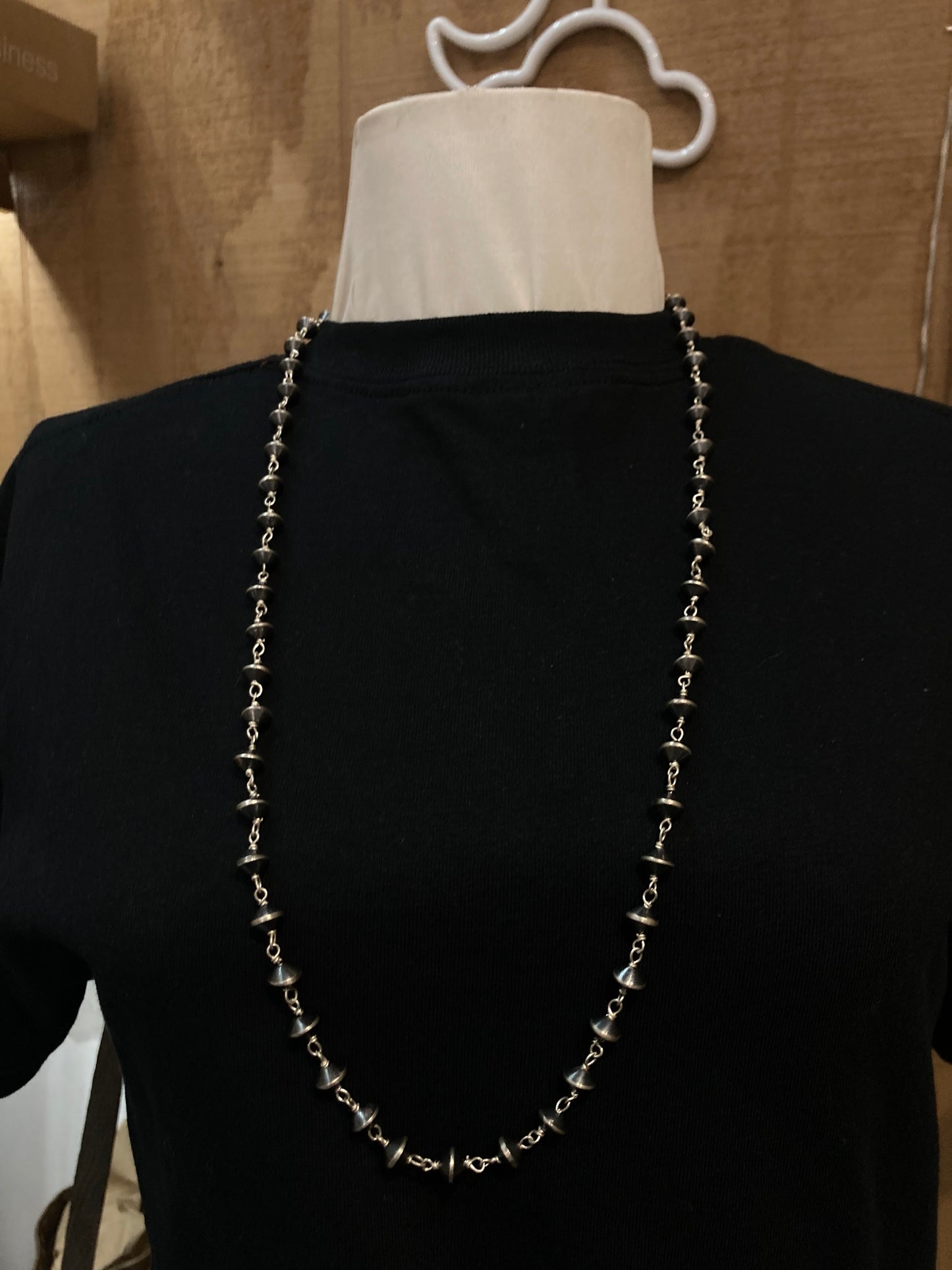 30"+2" Navajo Saucer Pearls Chain Linked Necklace