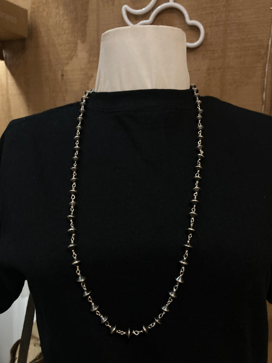 30"+2" Navajo Saucer Pearls Chain Linked Necklace