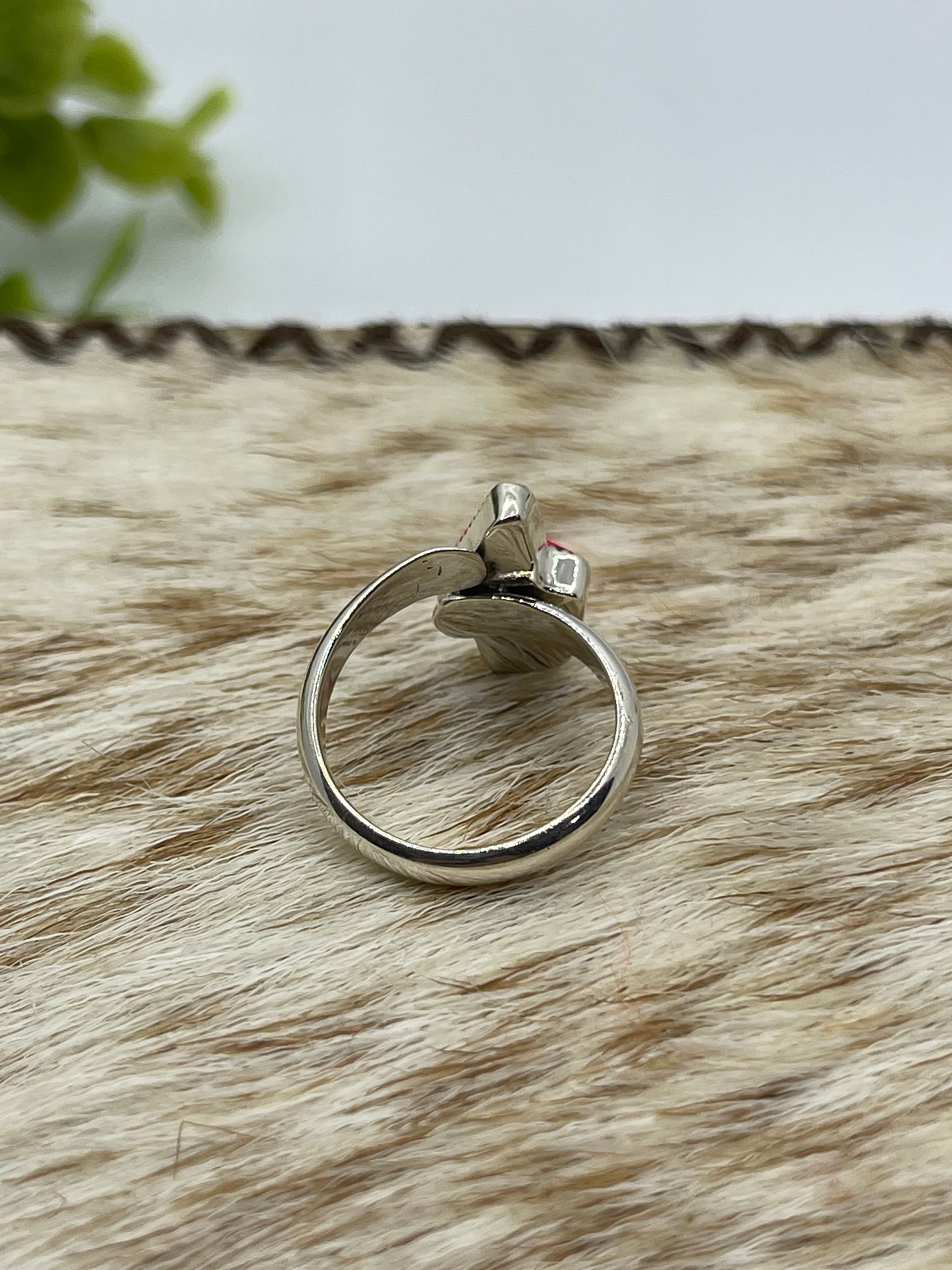 Adjustable Hot Pink Opal Lightning Bolt Ring