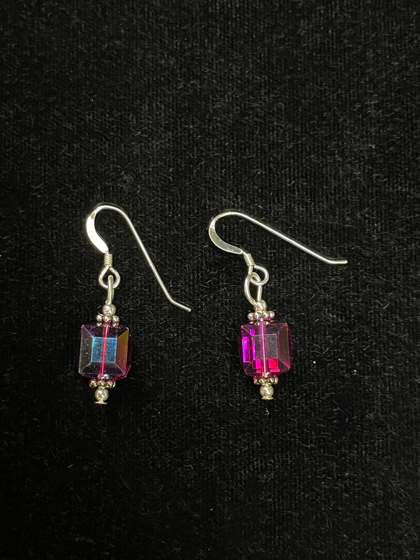 Dangle Earrings with Pink Swarovski Crystals