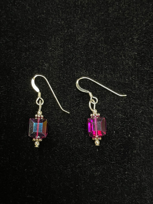 Dangle Earrings with Pink Swarovski Crystals