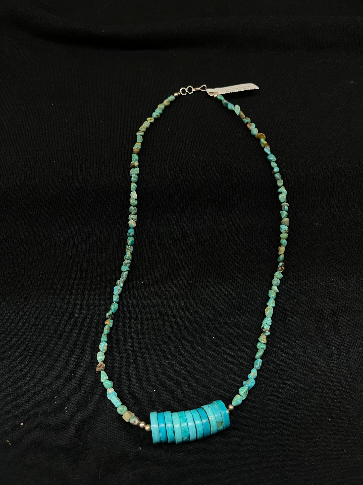 18" Turquoise Heishi Beads and Natural Turquoise Chunk Necklace