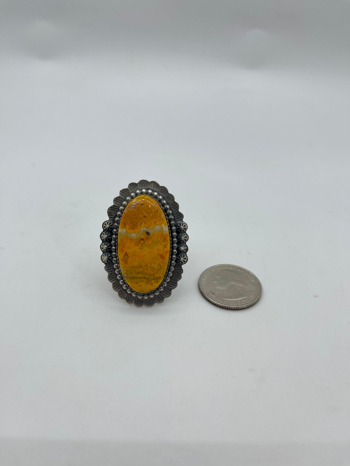 Adjustable Oval Bumblebee Jasper Ring