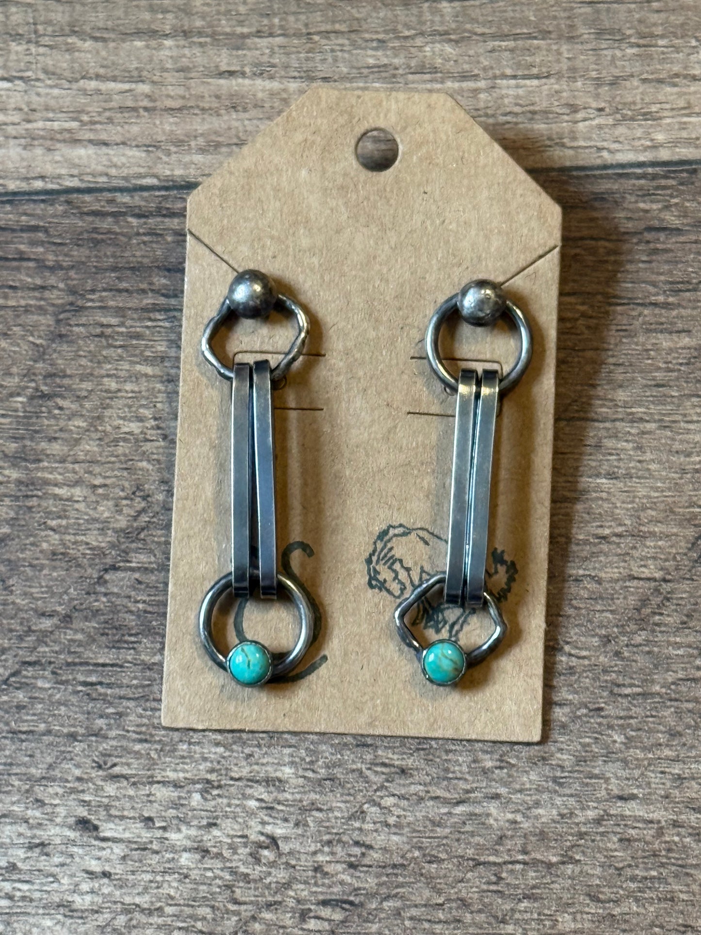 Bad Bronc Paperclip Chain Earrings with Turquoise