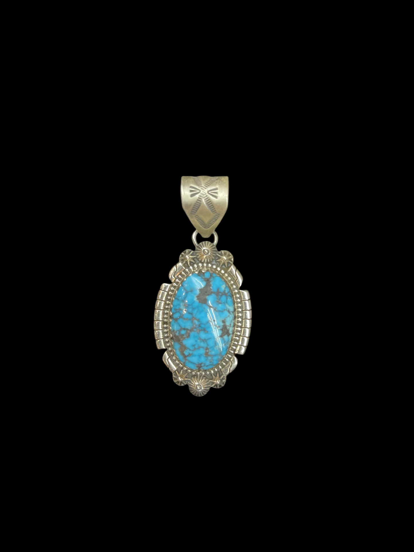 High Grade Kingman Turquoise Pendant by Tim Vandever, Navajo