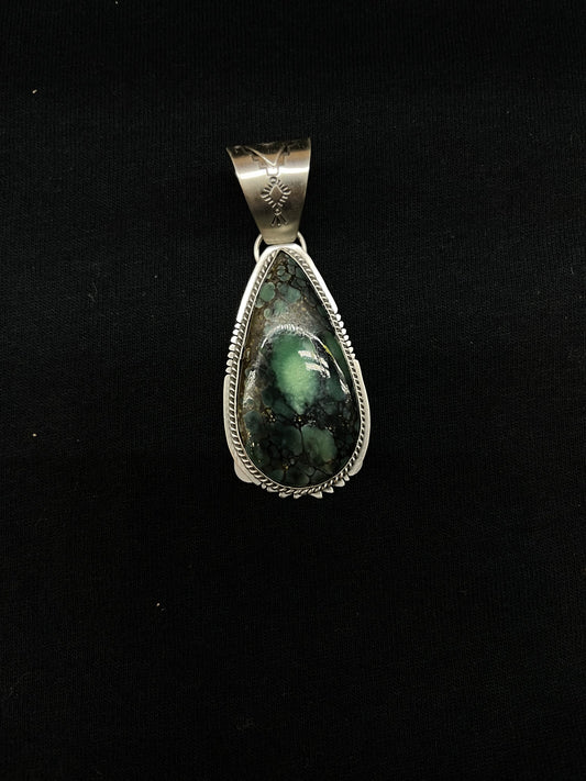 Emerald Rose Turquoise Teardrop Pendant with a 13mm Bale by J. Piaso, Navajo