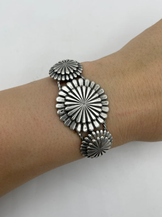 5.75”-7” 3 Concho Cuff Overlay by Darrell Morgan, Navajo