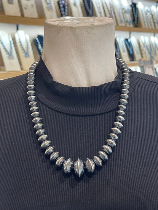 9mm-22mm Graduated Stamp Handmade Navajo Pearls by M. James, Navajo