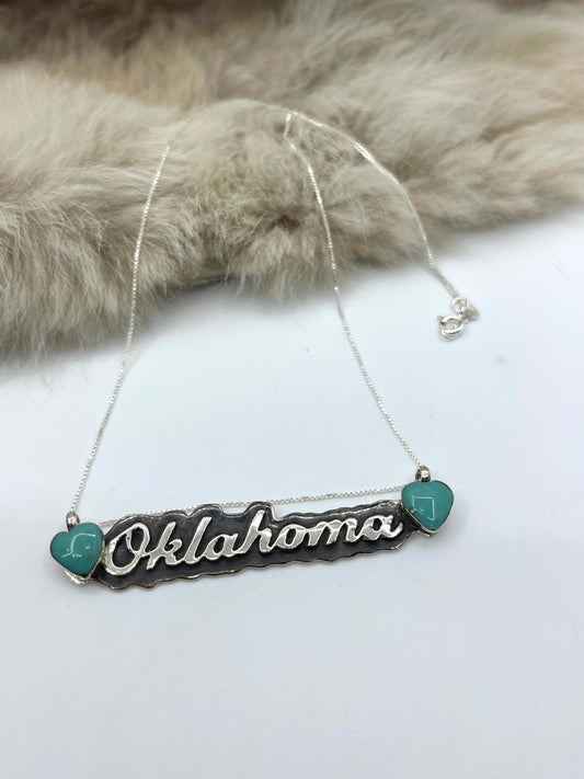 16” Oklahoma Necklace with Turquoise Hearts by Myra Benally, Navajo
